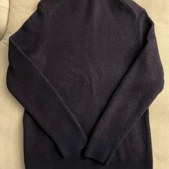 Theory Dark Purple Ribbed Knit Full Zip Sweater L - Picture 5 of 6